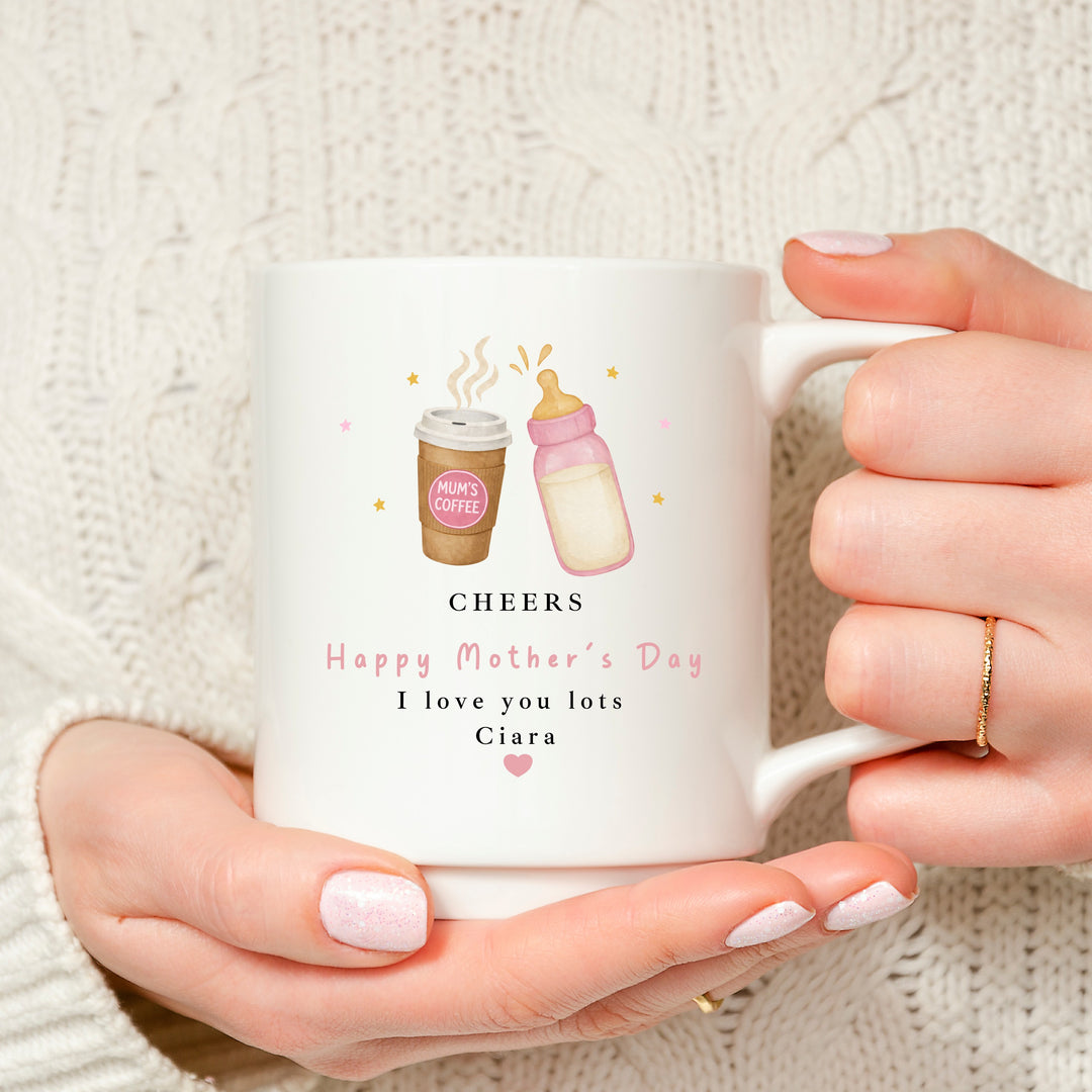 Personalised Pink Cheers Happy Mother's Day Mug