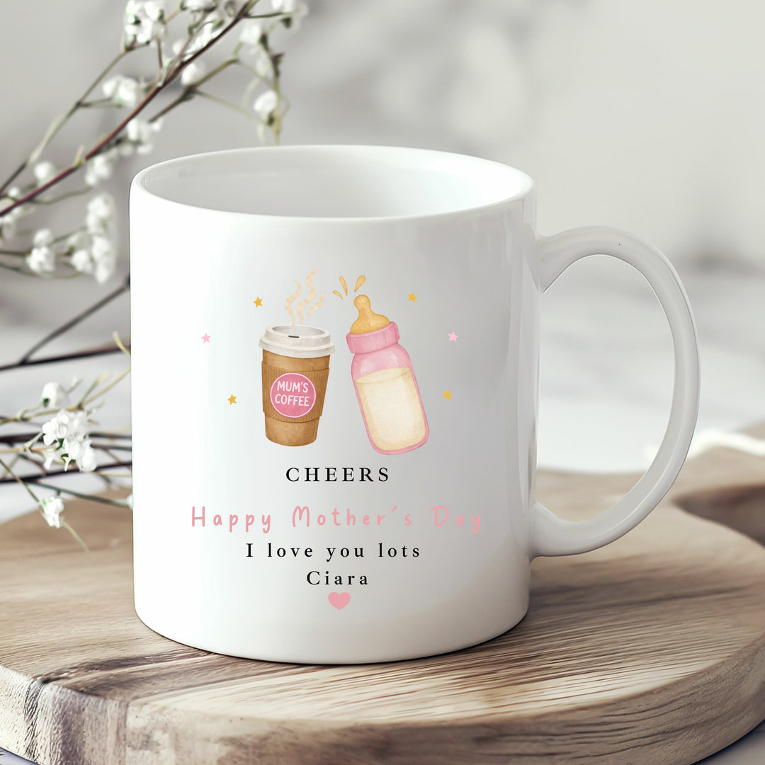 Personalised Pink Cheers Happy Mother's Day Mug