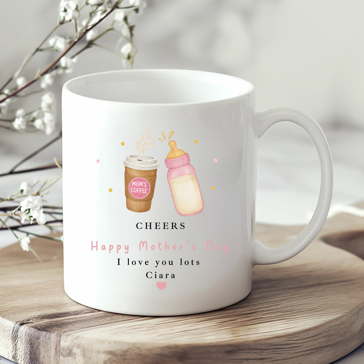 Personalised Pink Cheers Happy Mother's Day Mug