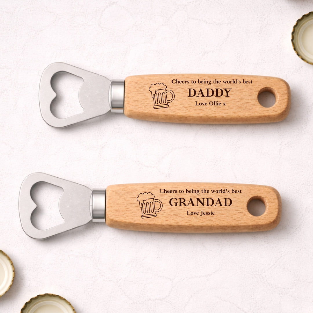 Personalised Cheers To The Best Daddy Beer Engraved Bottle Opener