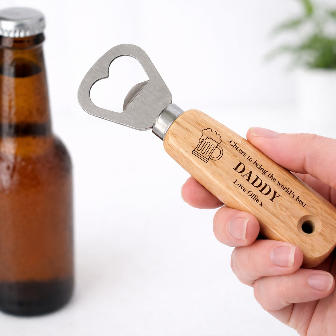 Personalised Cheers To The Best Daddy Beer Engraved Bottle Opener