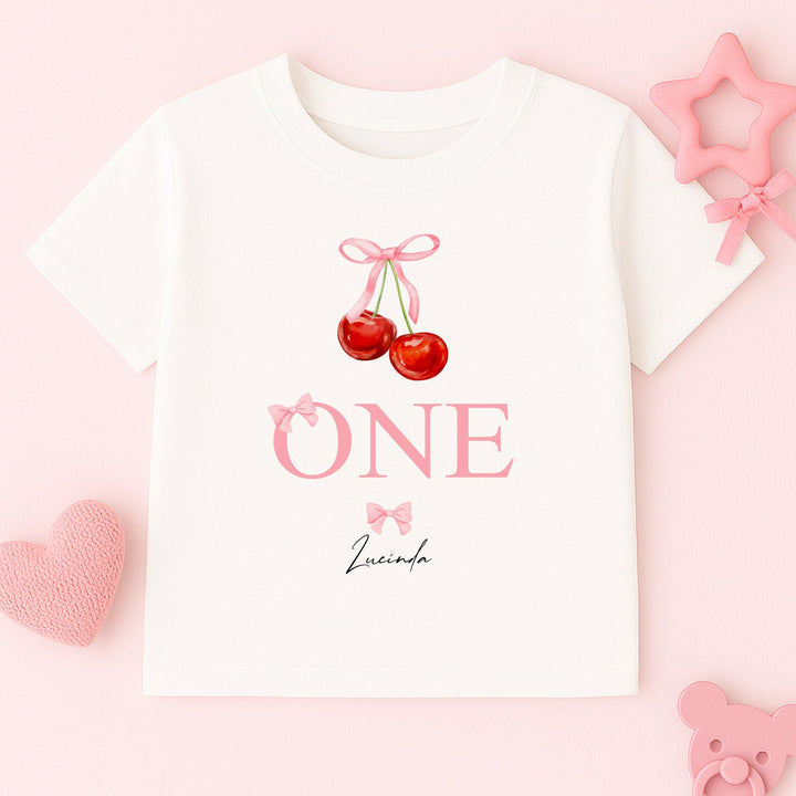 Personalised Red Cherries Birthday T-shirt