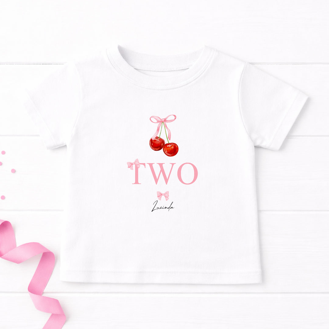 Personalised Red Cherries Any Age Birthday T-shirt