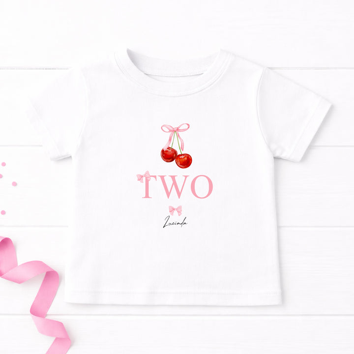 Personalised Red Cherries Any Age Birthday T-shirt