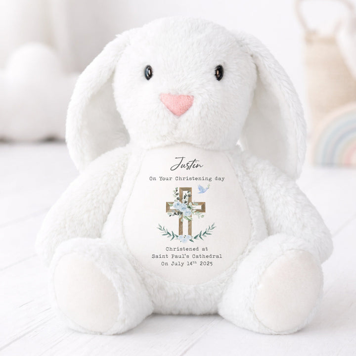 Personalised Blue On Your Christening Day Rabbit