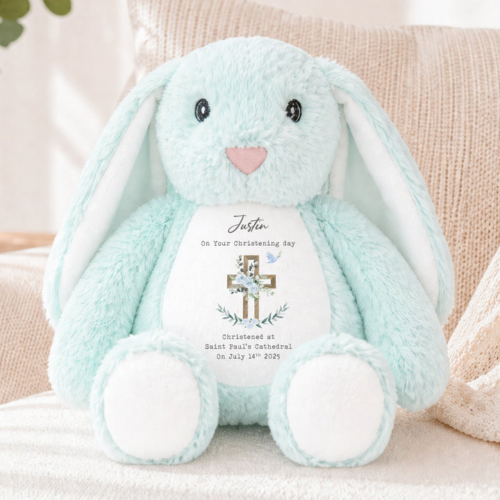 Personalised Blue On Your Christening Day Rabbit