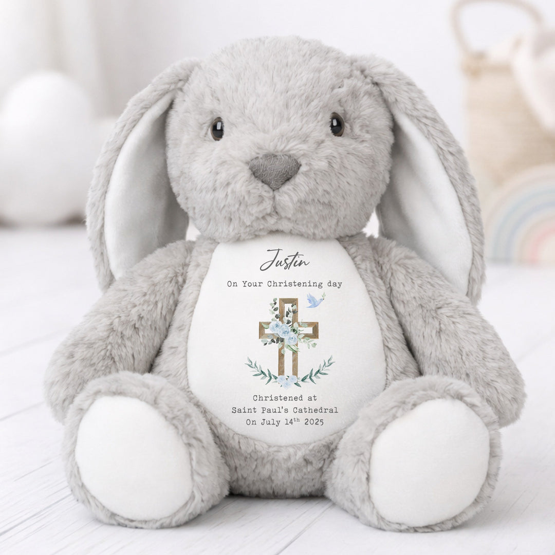 Personalised Blue On Your Christening Day Rabbit