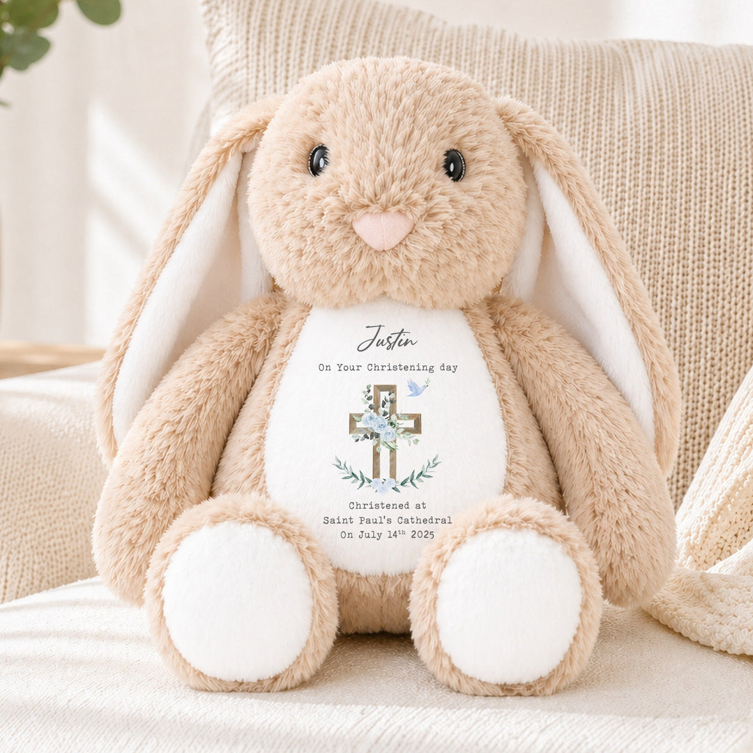 Personalised Blue On Your Christening Day Rabbit