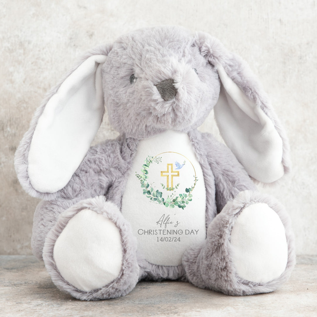 Personalised Boys Christening Rabbit Bunny/Teddy