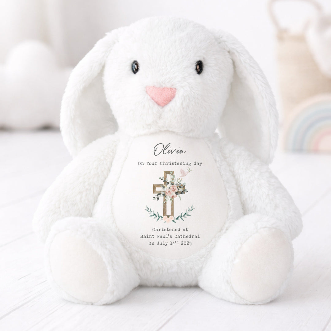 Personalised Pink On Your Christening Day Rabbit
