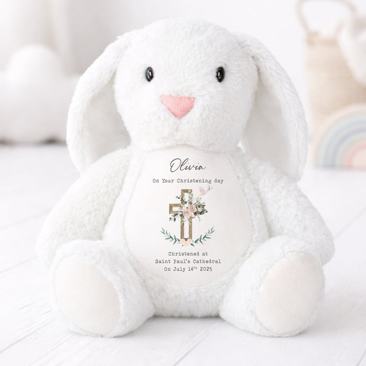 Personalised Pink On Your Christening Day Rabbit