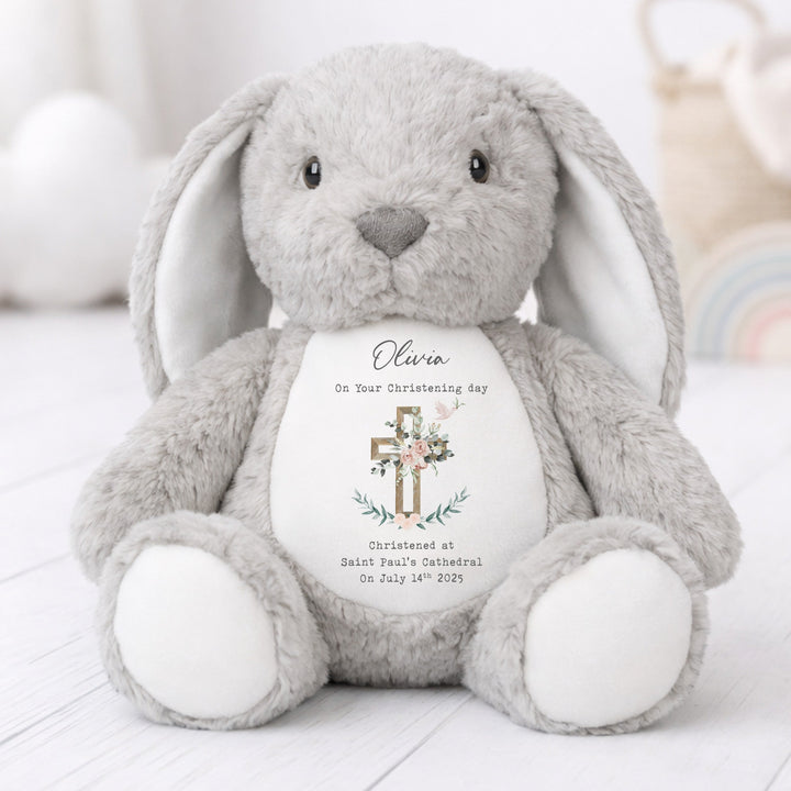 Personalised Pink On Your Christening Day Rabbit