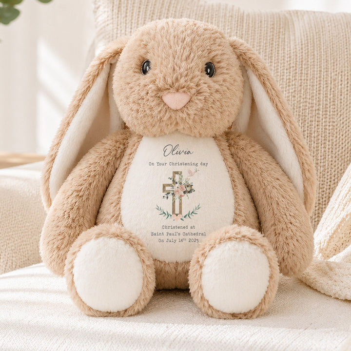 Personalised Pink On Your Christening Day Rabbit