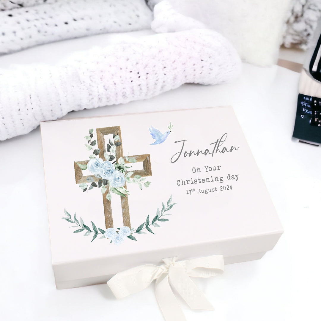 Personalised Blue Christening Day Gift Box