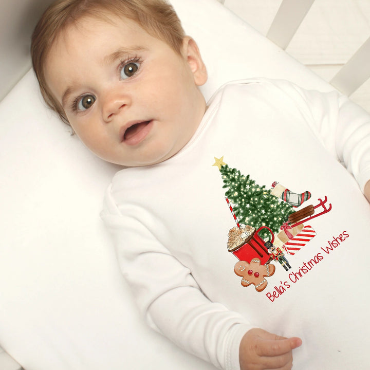 Personalised Christmas Wishes First Christmas Babygrow