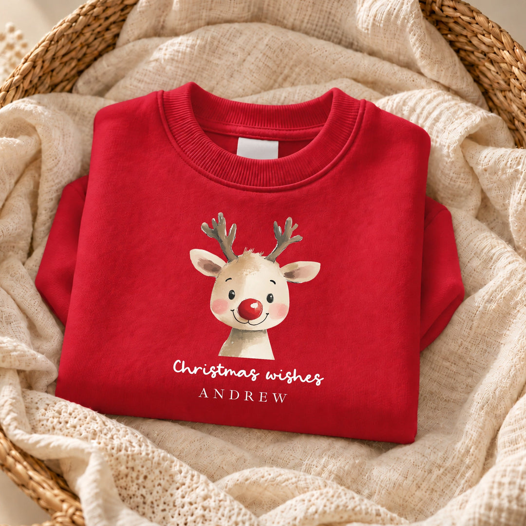 Personalised Kids Reindeer Wishes Christmas Jumper