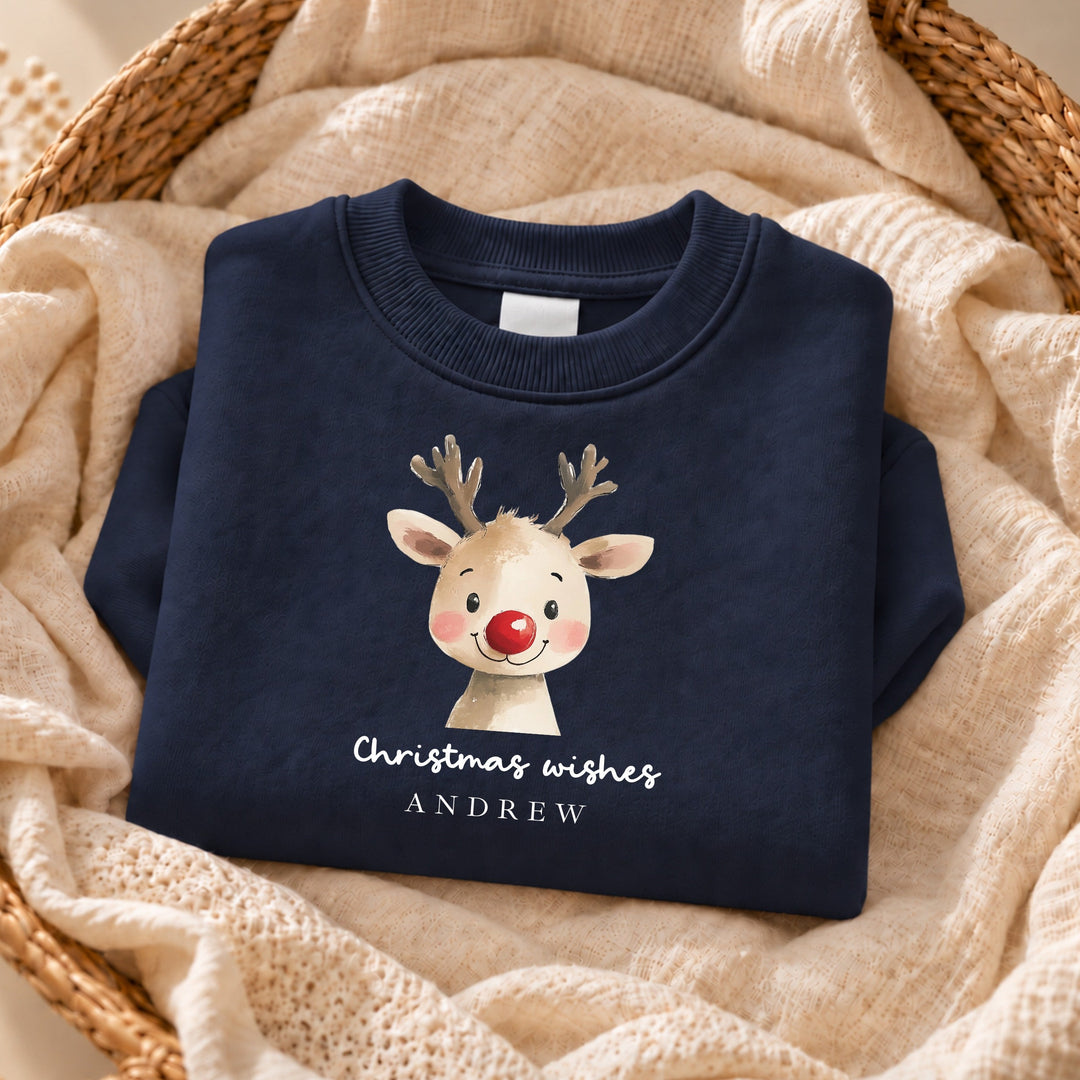 Personalised Kids Reindeer Wishes Christmas Jumper