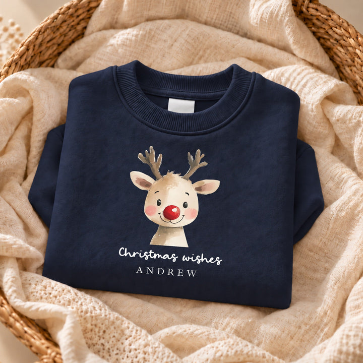 Personalised Kids Reindeer Wishes Christmas Jumper