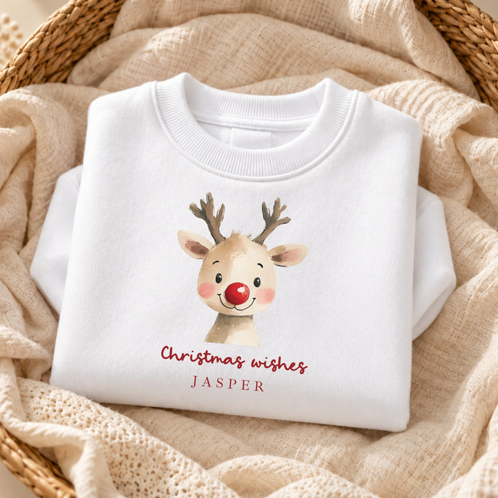 Personalised Kids Reindeer Wishes Christmas Jumper