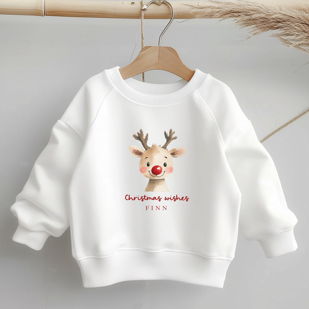 Personalised Kids Reindeer Wishes Christmas Jumper