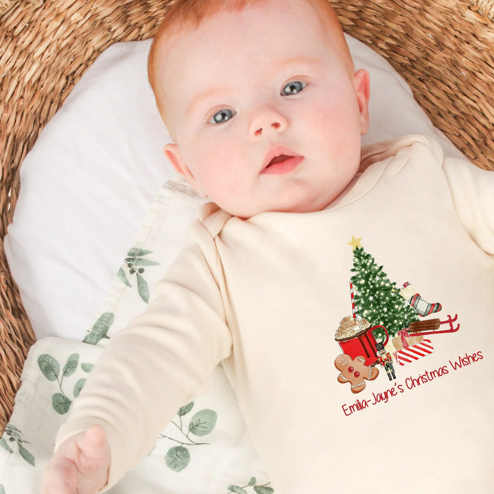 Personalised Christmas Wishes First Christmas Babygrow