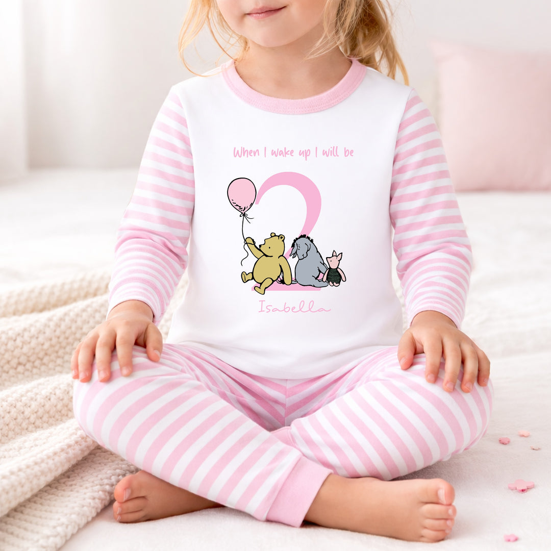 Personalised Pink Pooh Bear 2nd Birthday Pyjamas
