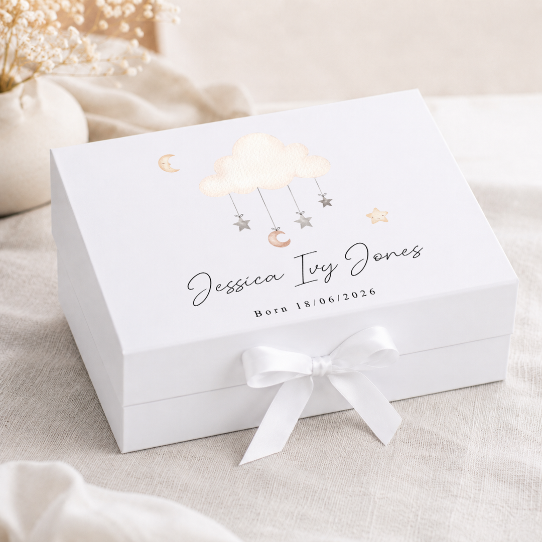Personalised Clouds Baby Keepsake Box