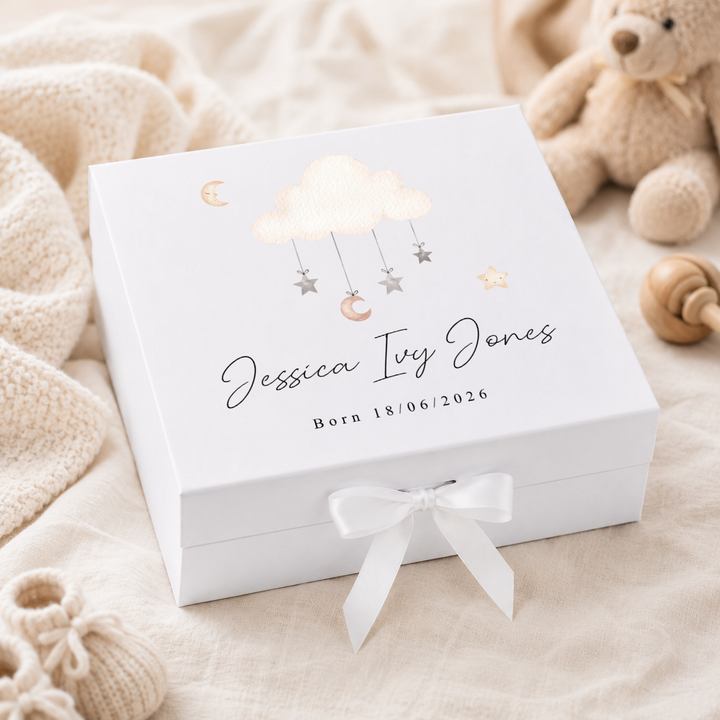 Personalised Clouds Baby Keepsake Box
