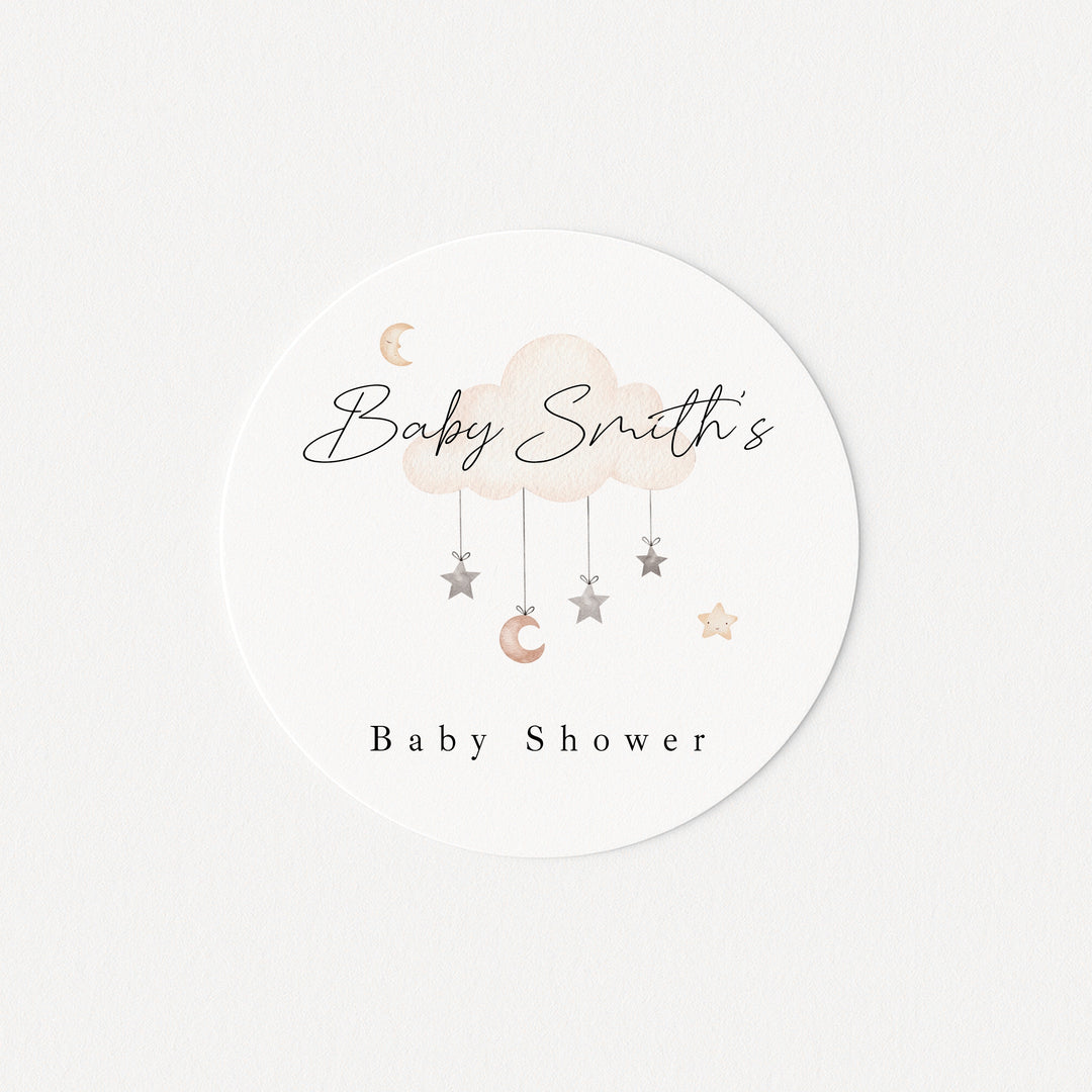 Personalised Clouds Baby Shower Stickers