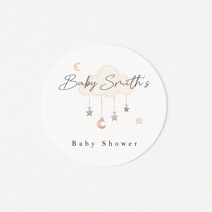 Personalised Clouds Baby Shower Stickers