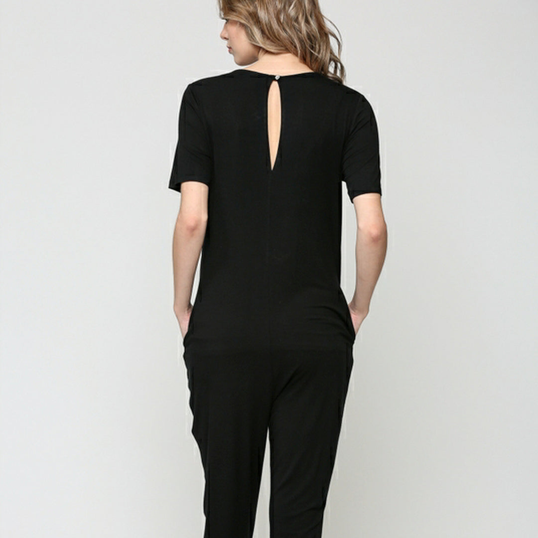 Key Hole Maternity Jumpsuit With Side Pocket