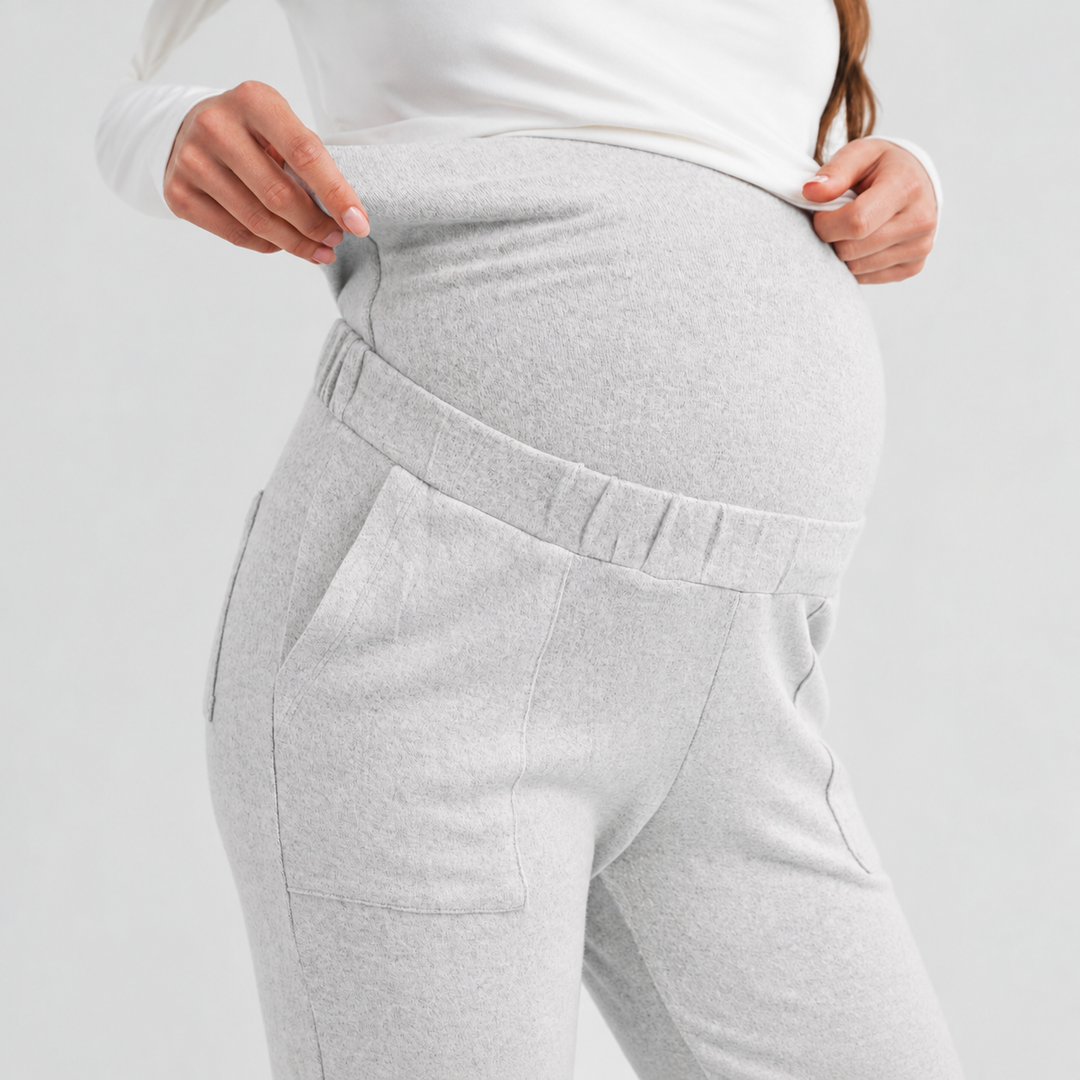 Light Grey Maternity Soft Knit Over Belly Lounge Jogger