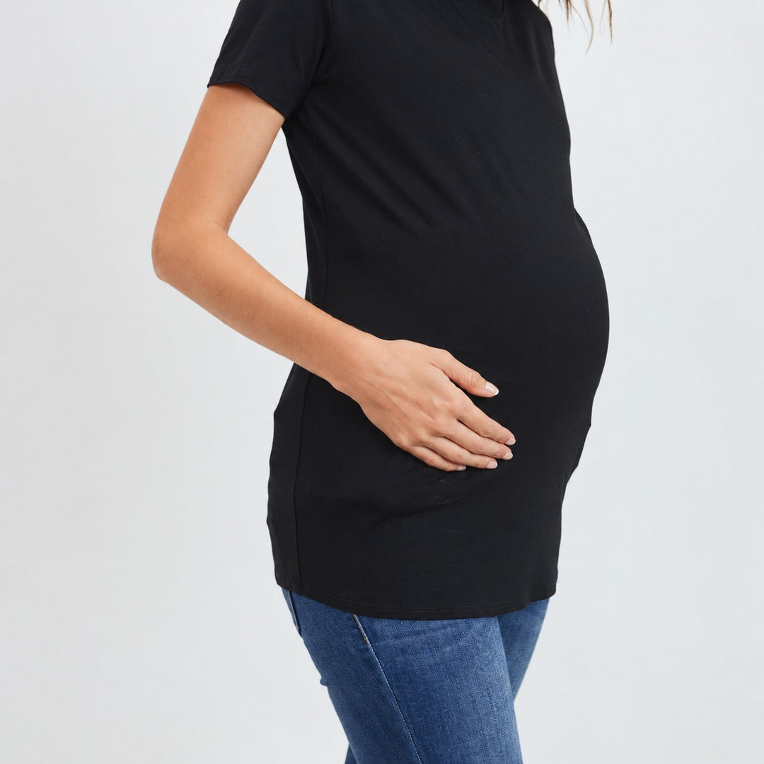 Maternity Black Crew Neck T-Shirt