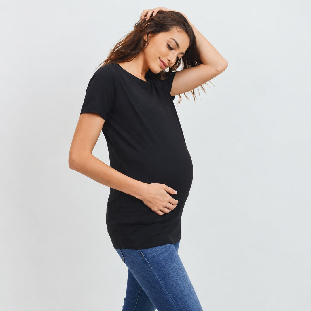 Maternity Black Crew Neck T-Shirt