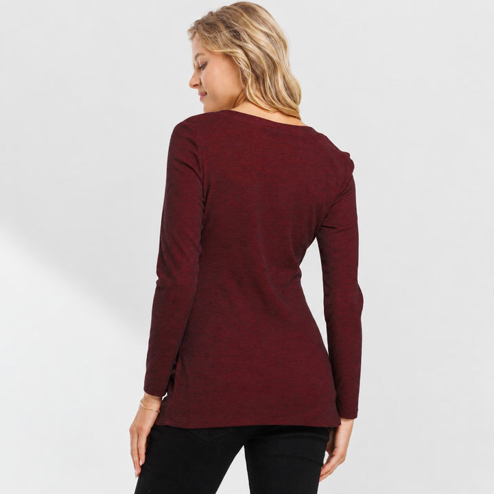 Square Neck Green Long Sleeve Ruched Maternity Top