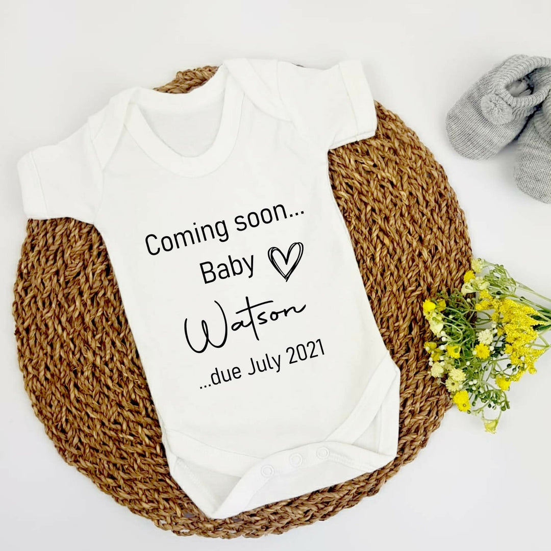 Baby Coming Soon Personalised Baby Announcement Baby Vest