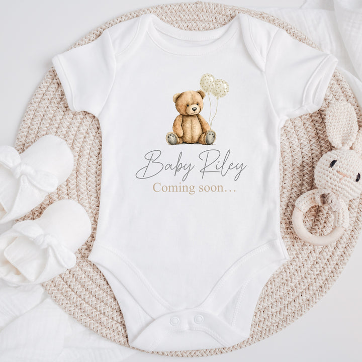 Teddy Bear Coming Soon Baby Announcement Vest