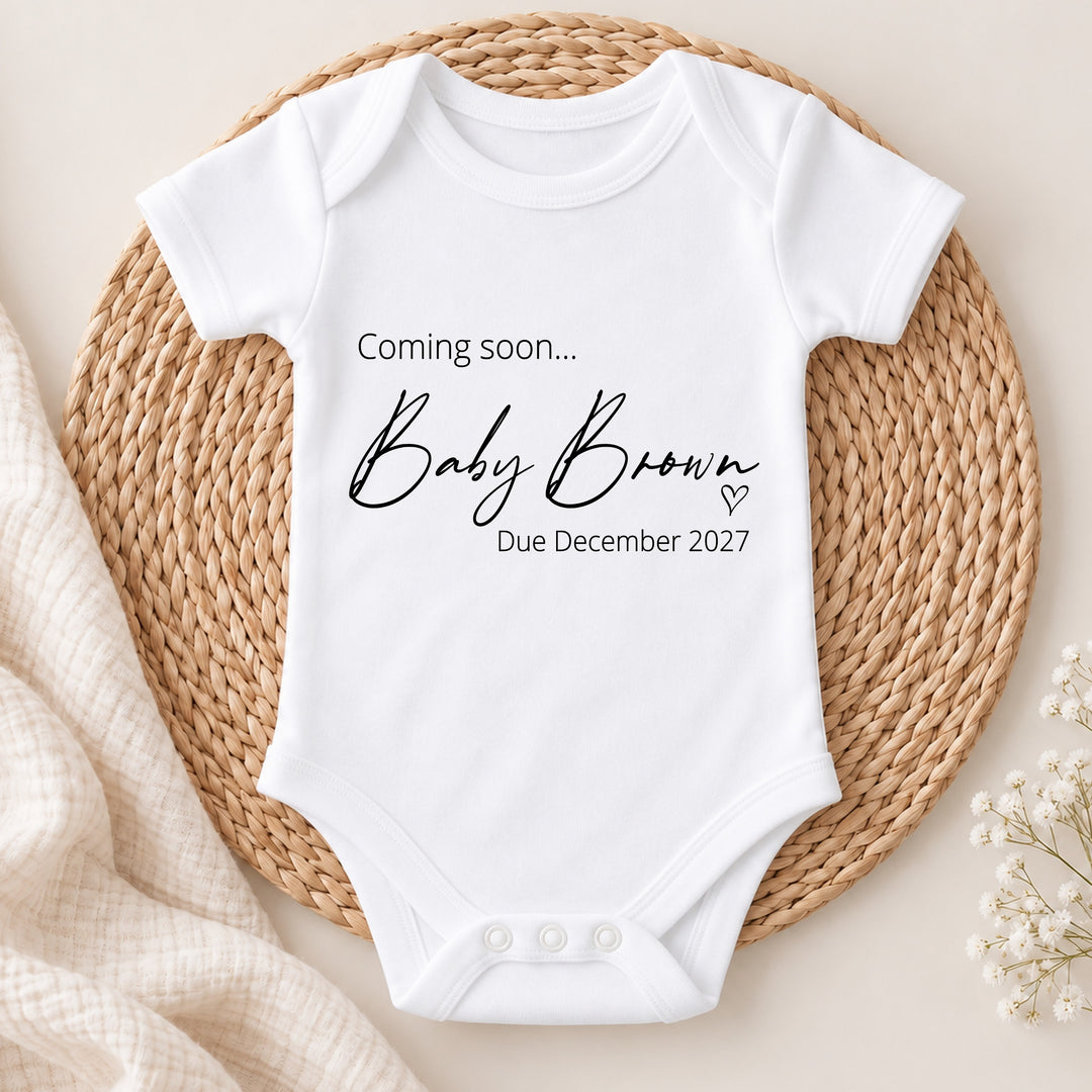 Personalised Coming Soon Baby Announcement Vest