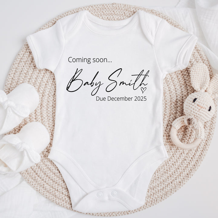 Personalised Coming Soon Baby Announcement Vest