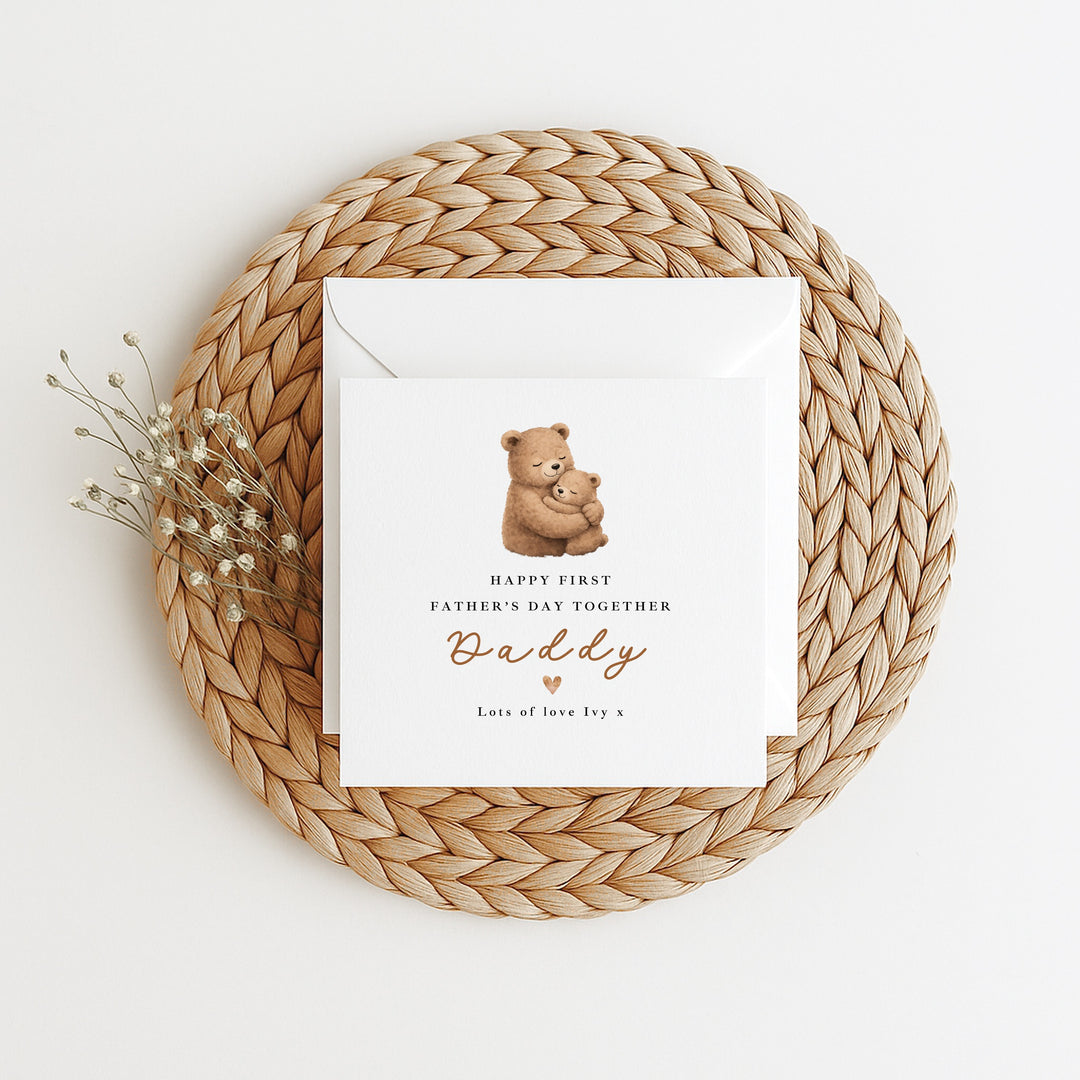Personalised Brown Bears Happy First Father's Day Card
