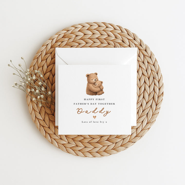 Personalised Brown Bears Happy First Father's Day Card