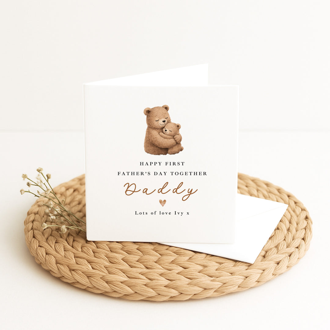 Personalised Brown Bears Happy First Father's Day Card
