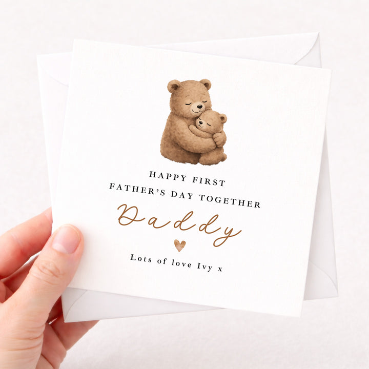 Personalised Brown Bears Happy First Father's Day Card