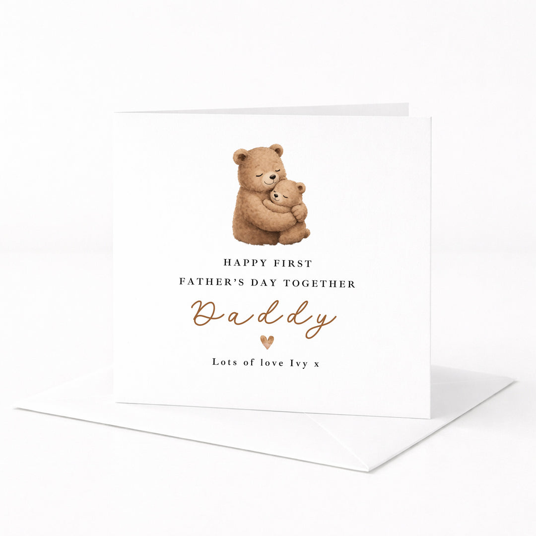 Personalised Brown Bears Happy First Father's Day Card