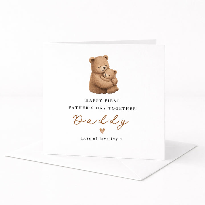Personalised Brown Bears Happy First Father's Day Card