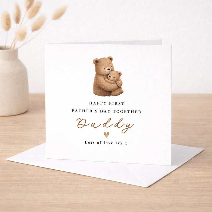 Personalised Brown Bears Happy First Father's Day Card