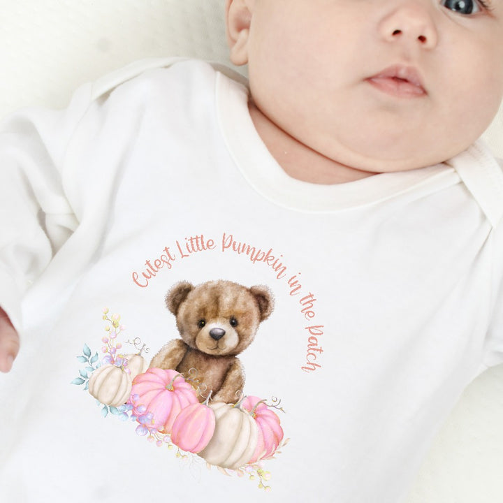 Personalised Pink Cutest Pumpkin Babygrow/Vest/Bib