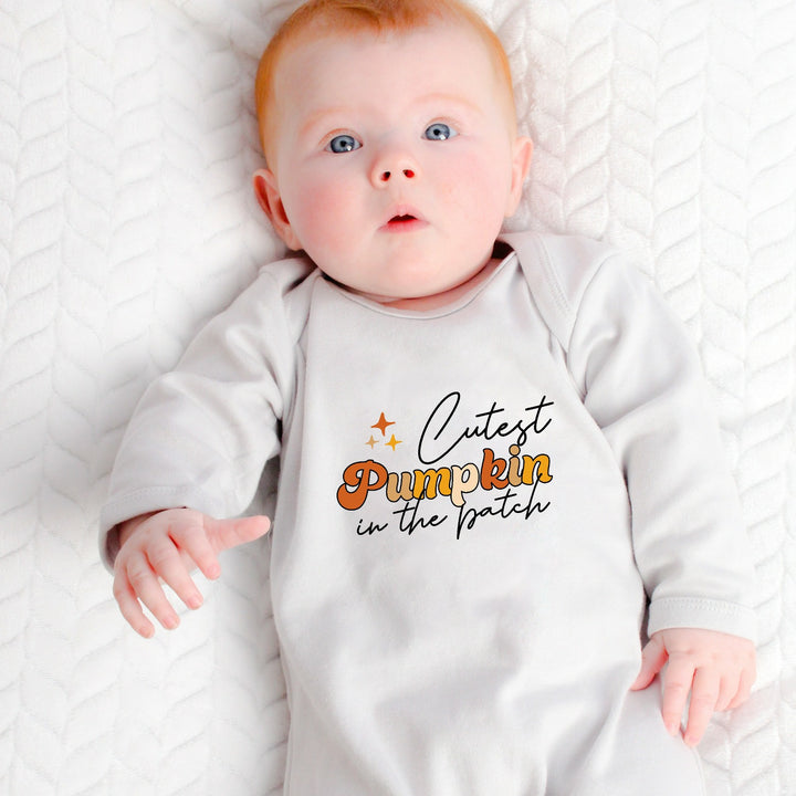 Cutest Pumpkin In The Patch Sibling Matching grey T-shirt and Babygrow