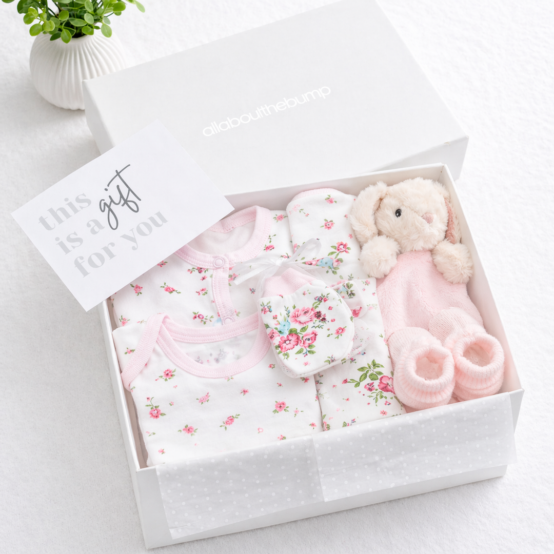 Girls Pink Floral Cream and Light Pink Comforter Hamper Set