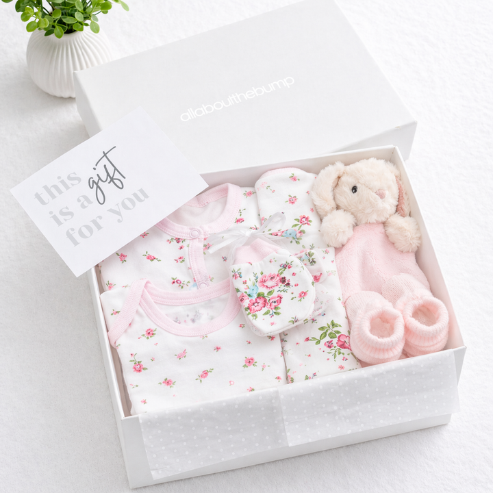 Girls Pink Floral Cream and Light Pink Comforter Hamper Set